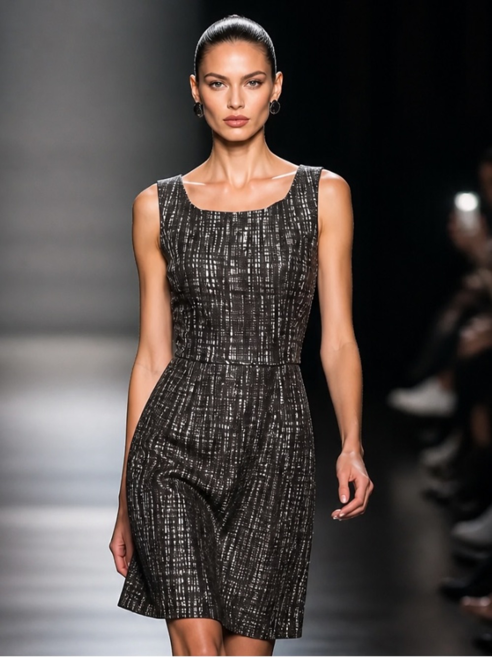 J CREW Dress Tweed Contessa Career Sleeveless Fit Flare Black White